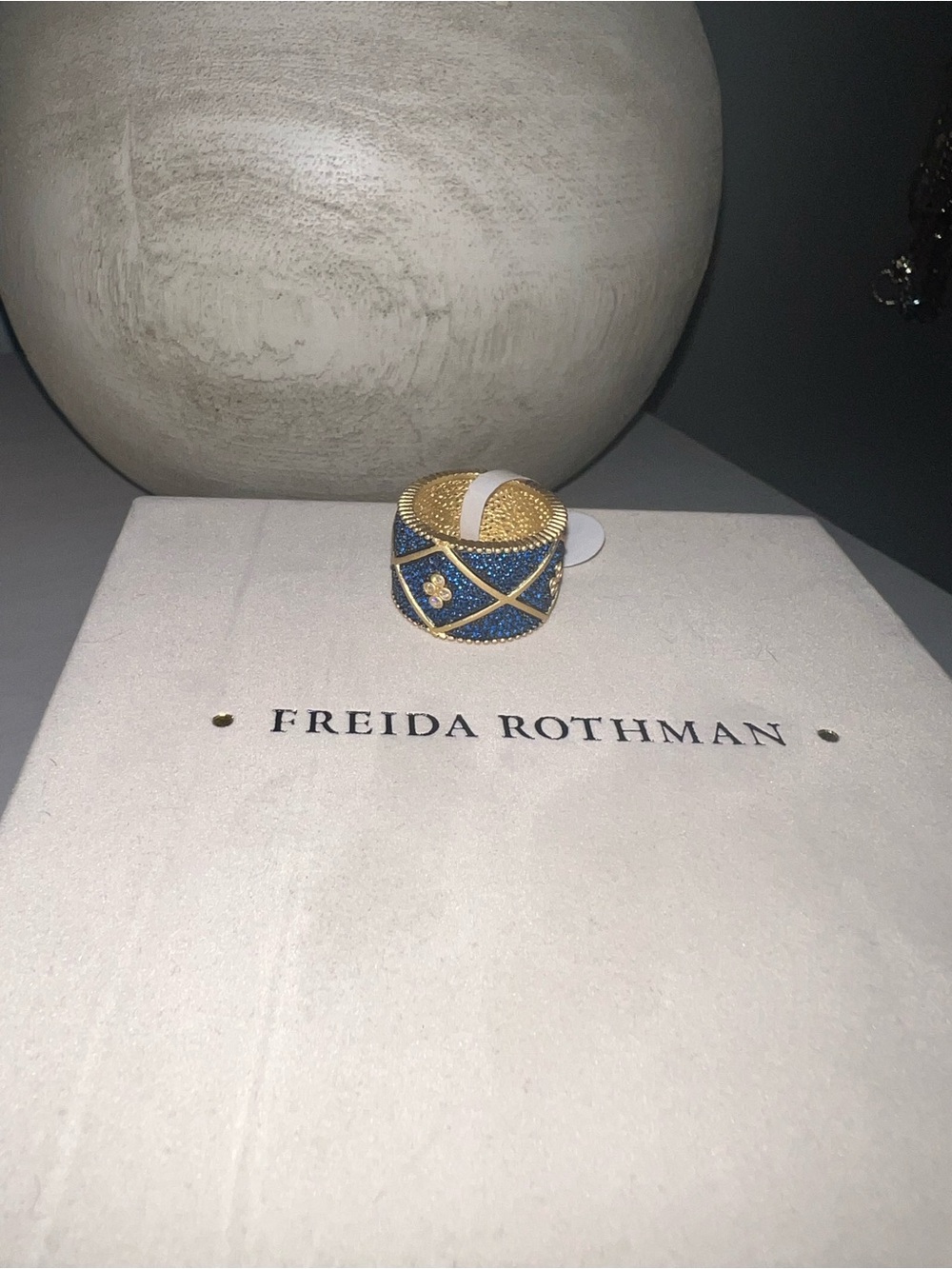 Freida Rothman Midnight Cigar Band Ring Blue Pavé Stones - Picture 2 of 6